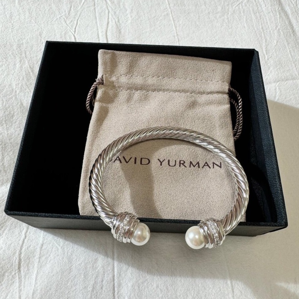 David Yurman Silver Bracelet with Pearls 7mm
